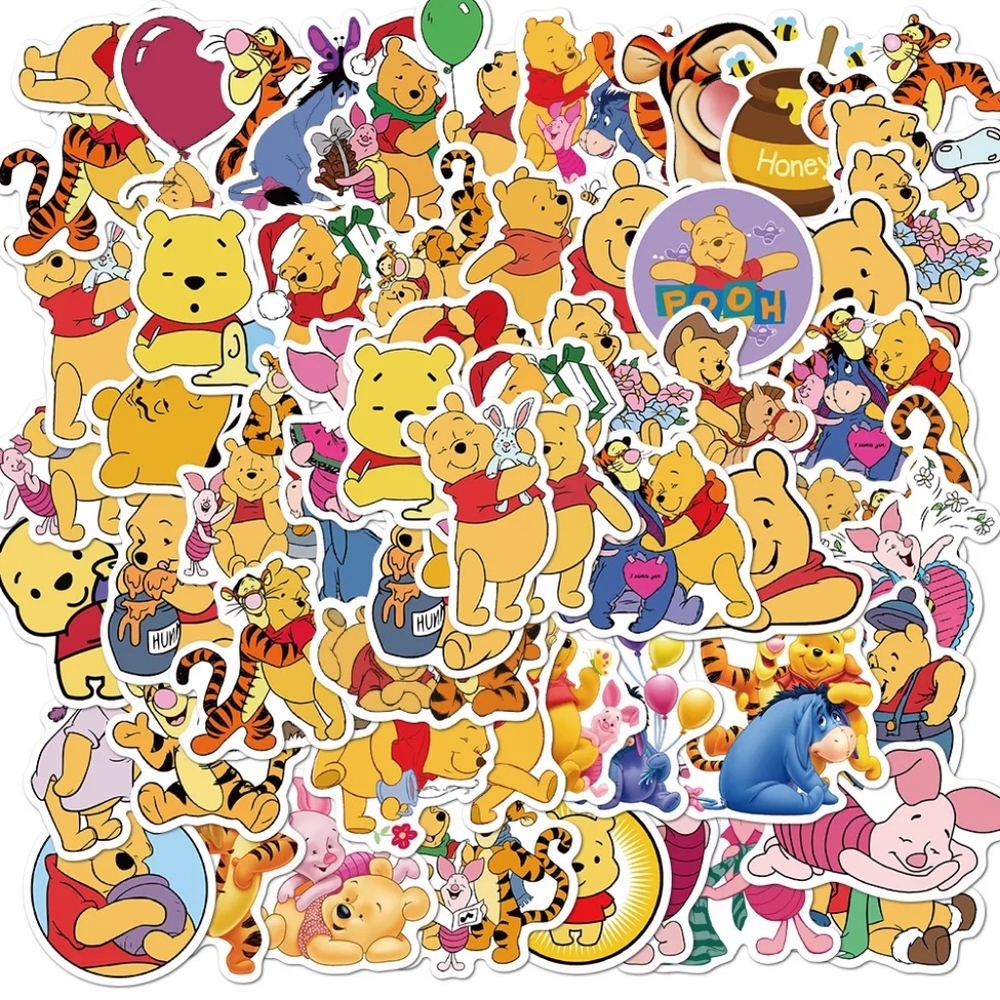 50pcs Winnie The Pooh Waterproof Vinyl Decal Stickers